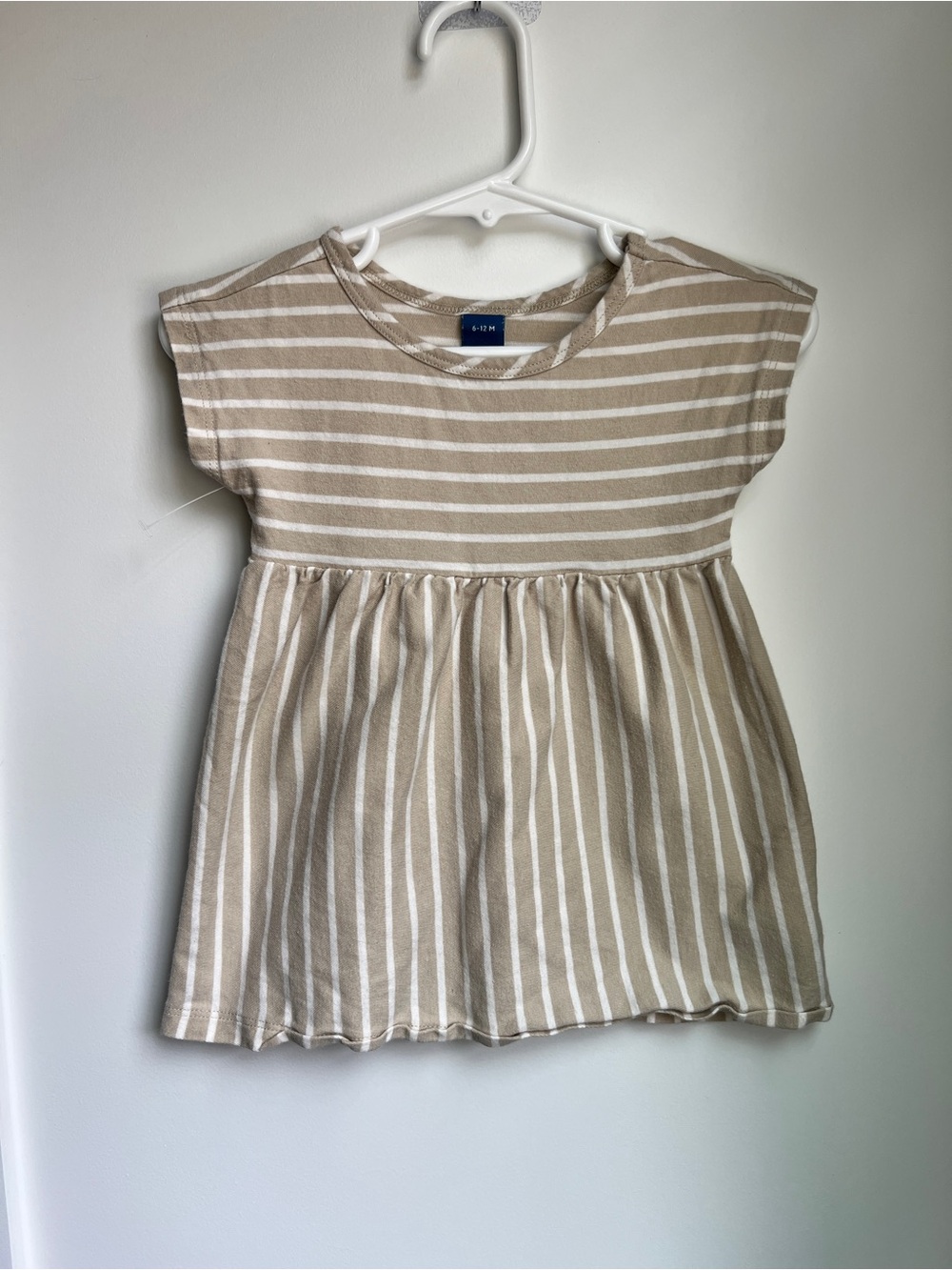 Old Navy Beige & White Striped Girls' Dress
